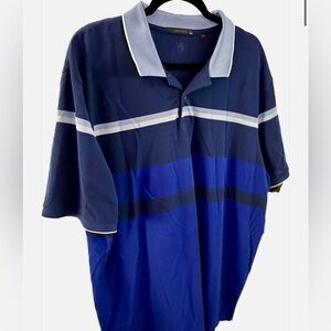 GREYSON Polo Shirt Mens Blue Stripe Collared Golf Preppy Tennis, Sz XXL